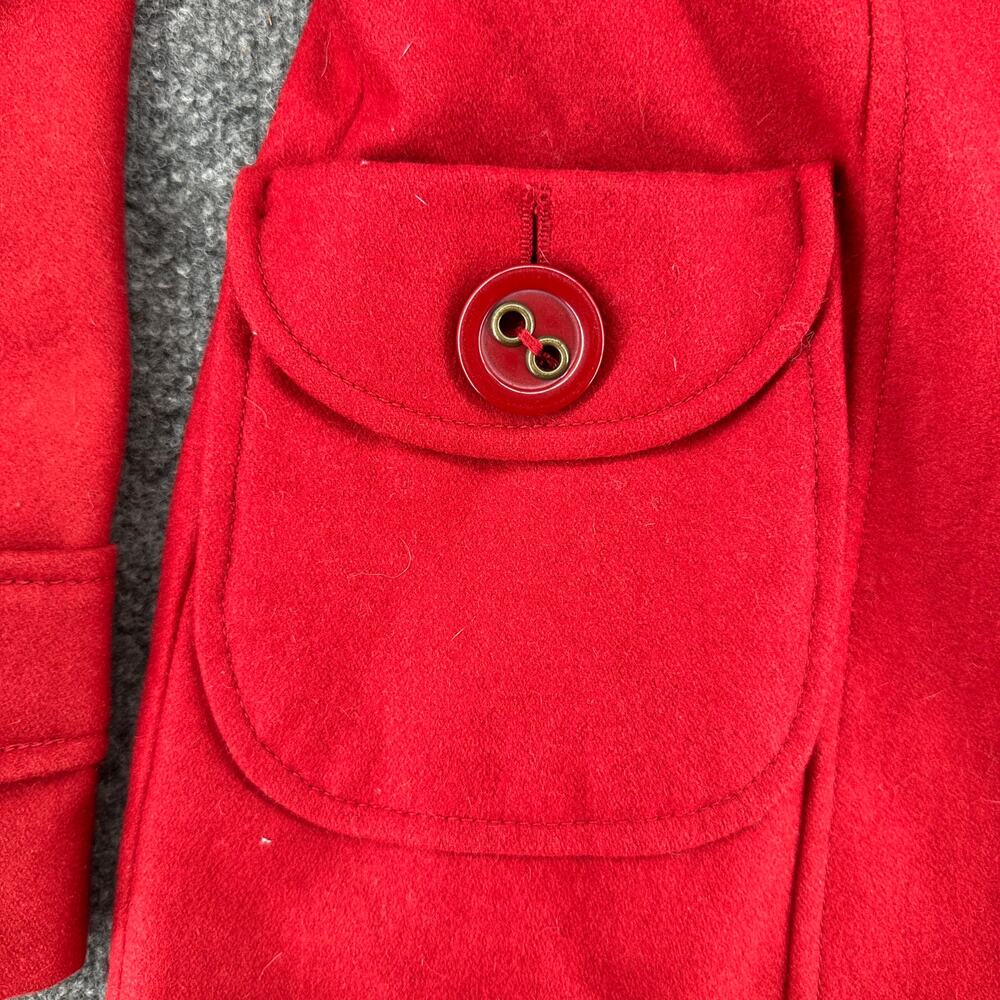 Tulle Anthropologie Red Wool Jacket Size Small Pea Coat Retro Vibes Paisley - Picture 7 of 9